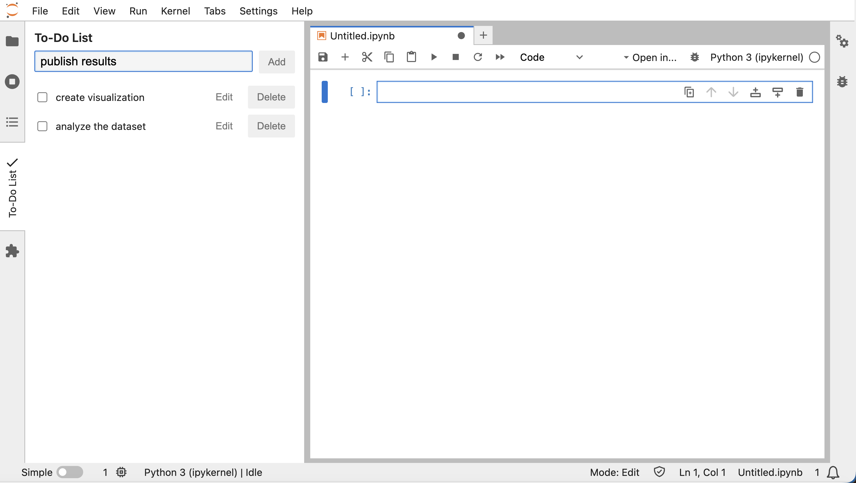 Screenshot of jupyterlab-todo-list extension in action